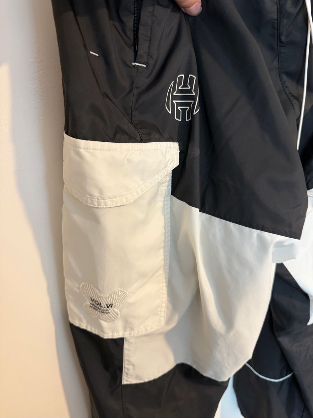 Adidas Black and White Colorblock Windbreaker Track Pants - Picture 2 of 5